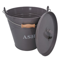 Grey Coal Bucket With Lid, 5" Shovel & Gloves Metal Ash Tidy Bin Fire Log Burner