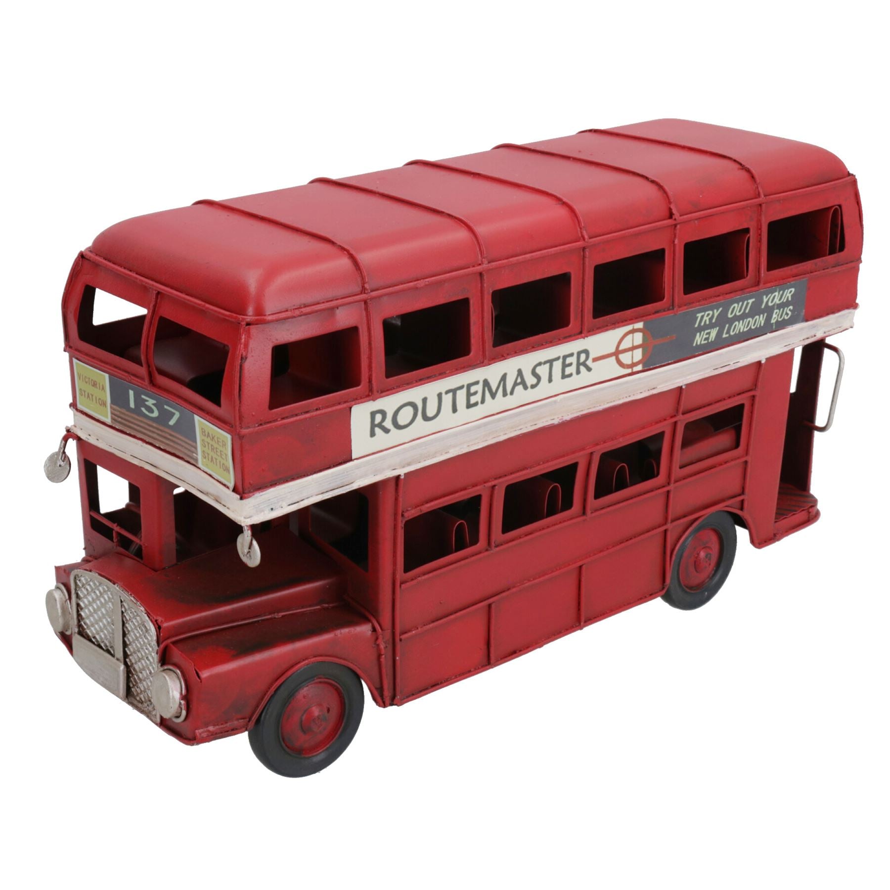 Quality Historical Metal Vintage London Bus Metal Model Replica Ornament Gift