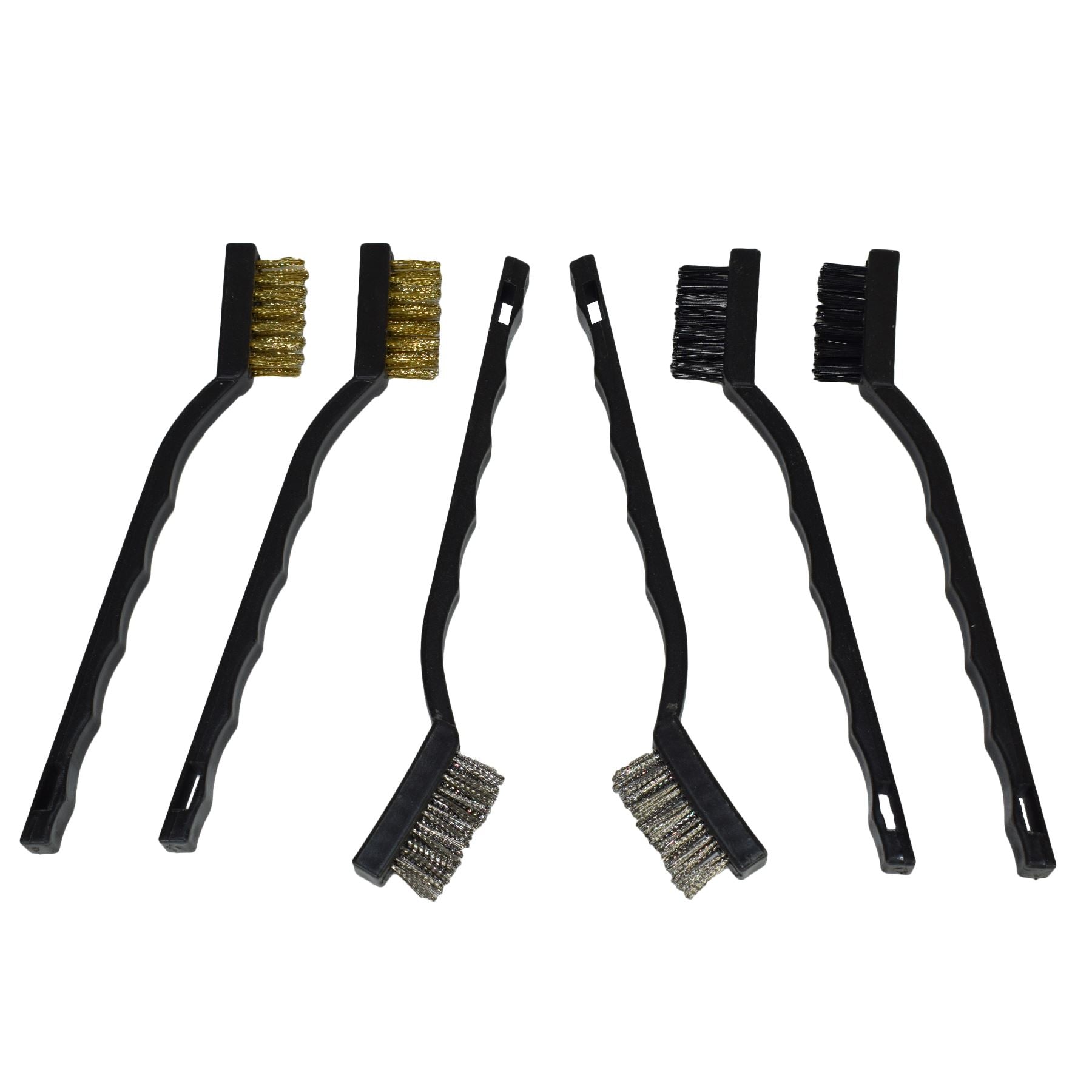 Steel Brass Nylon Assorted Wire Brushes For Spark Plug Electrical Terminals 6pc