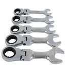 5pc Flexi Stubby Ratchet Spanner 10-19mm Metric Wrench Geared 72 Teeth CRV