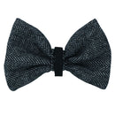 One Size Stylish Grey Tweed Dog Bow Tie For Fashionable Dogs With Collar Loop