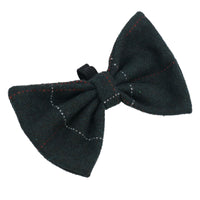 One Size Stylish Green Tweed Dog Bow Tie For Fashionable Dogs With Collar Loop