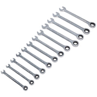 Metric 8mm – 19mm Ratchet Combination Spanner Wrench 12pc Set 72 Teeth