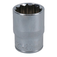 1/2in Drive Shallow Metric MM Socket 12 Sided Bi-Hex with Knurled Ring