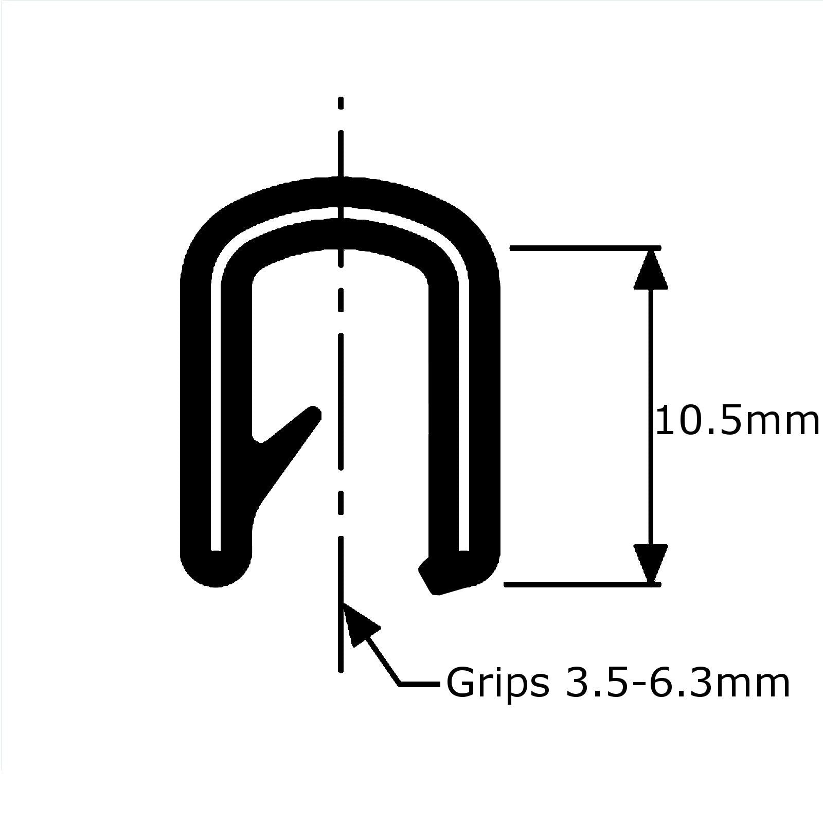 4.9m PVC Clip On Rubber Edge Trim Extruded Seal 6mm Car Boat 10.5mm Depth