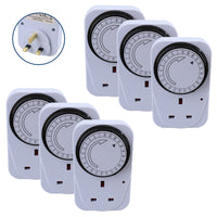 24 Hour Mains 3 Pin Plug In Timer Sockets Clock Energy Saving For Lamps Lights