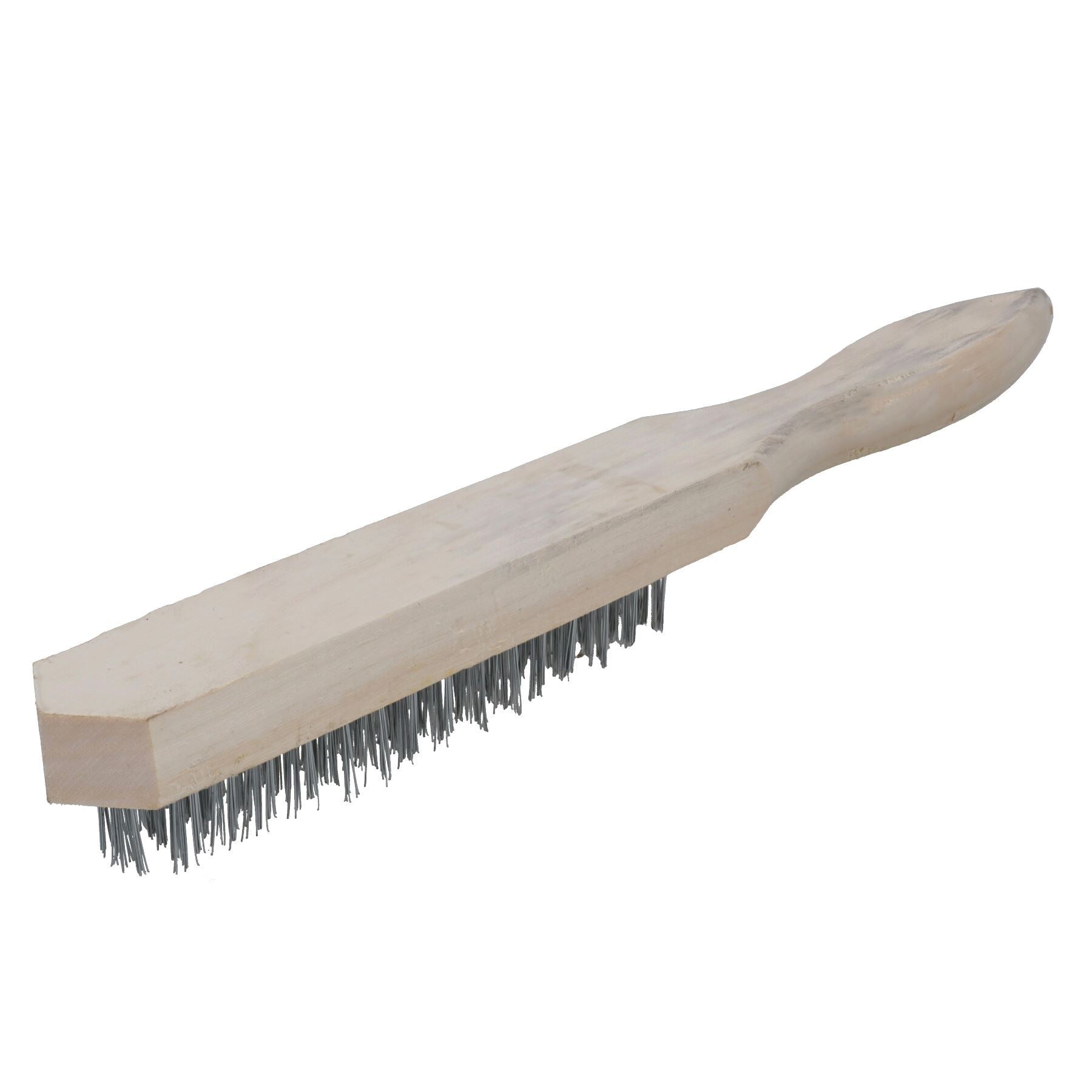 Wire Cleaning Brush 4 Rows of Steel Wire Bristles with Wooden Handle