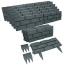 Grey Green Brick Effect Garden Lawn Edging Border Bordering ABS Plastic