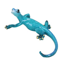 Blue Speckled Gecko Lizard Resin Wall Shed Sculpture Decor Statue Small House