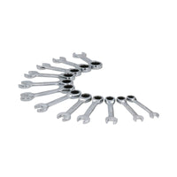 12pc Stubby Metric MM Ratchet Combination Spanner Wrench Set 8mm - 19mm