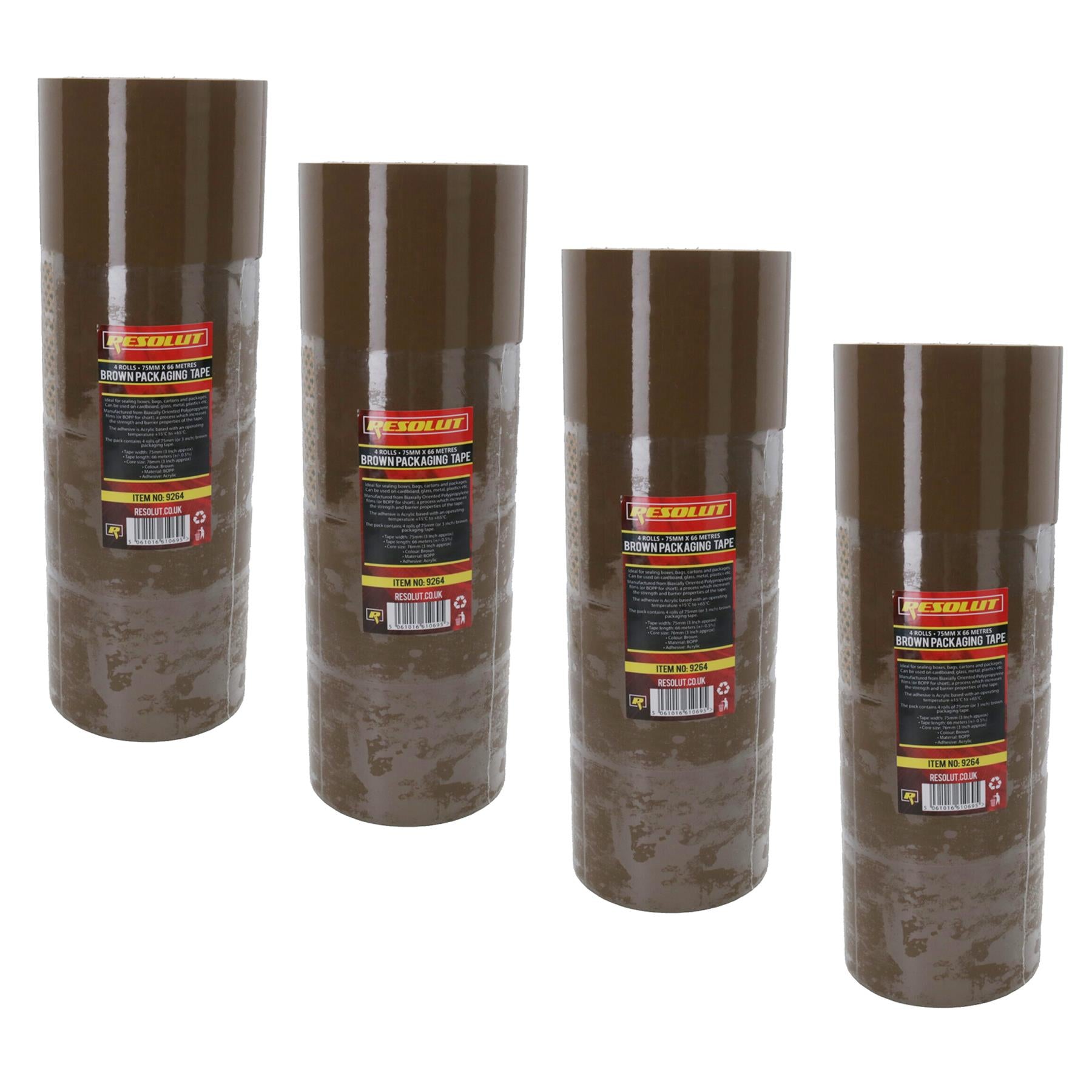 Brown Parcel Packaging Tape 75mm x 68 Metres per Roll Sealing Heavy Duty