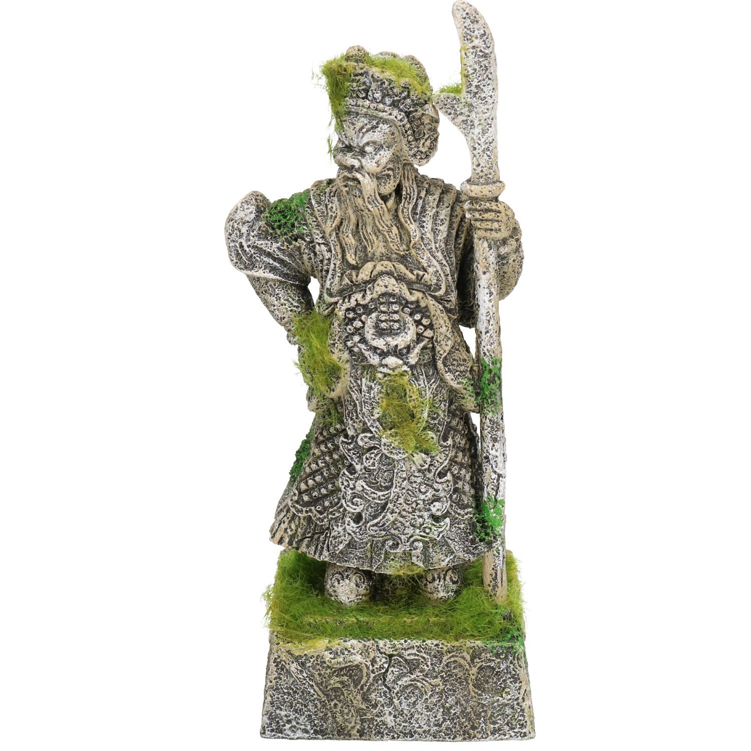 Aquatic Aquarium Decor Moss Covered Thai Warrior Fish Tank Ornament 9x7x22