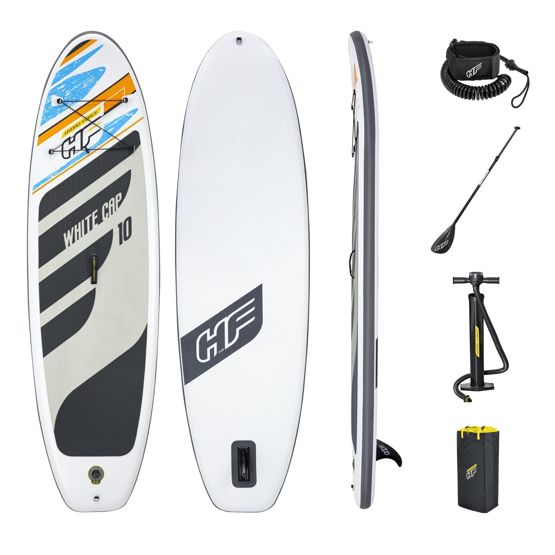 10ft Inflatable Stand Up Paddle Board 4.75" Hydro Force White Cap SUP Set