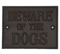 Beware of Dogs Rust Cast Iron Sign Plaque Wall Fence Gate Post House Home