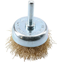 50mm / 75mm Steel Wire Cup Brush For Drills Brass Coated Rust Paint Remover