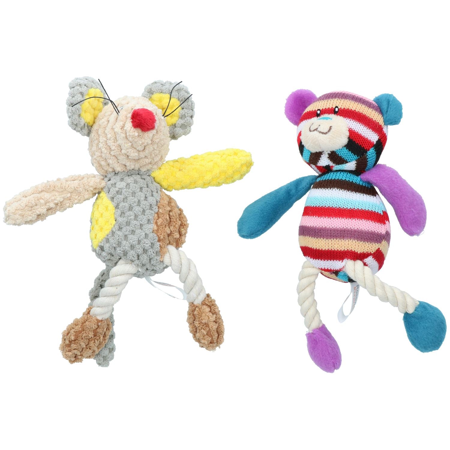 Mister Tilly Teddy & Molly Mouse Dog Toy With Squeak 23cm & 20cm