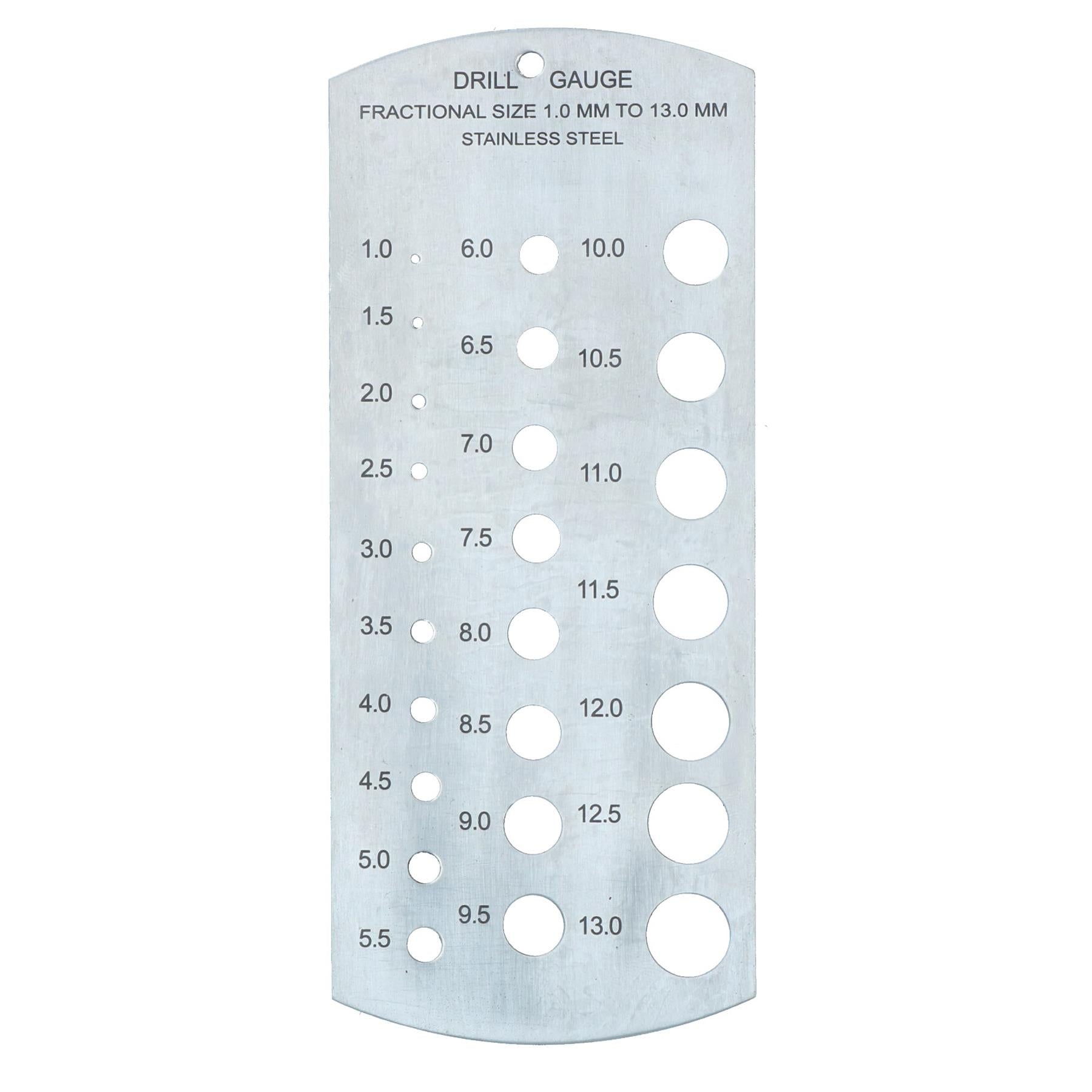 Metric & Imperial Fractional Drill Size Gauge 1 to 13mm & 1/16 to 1/2" Measure