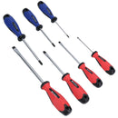 7pc Screwdriver Set Slotted Flat And Pozi Headed With Soft Grip Handles