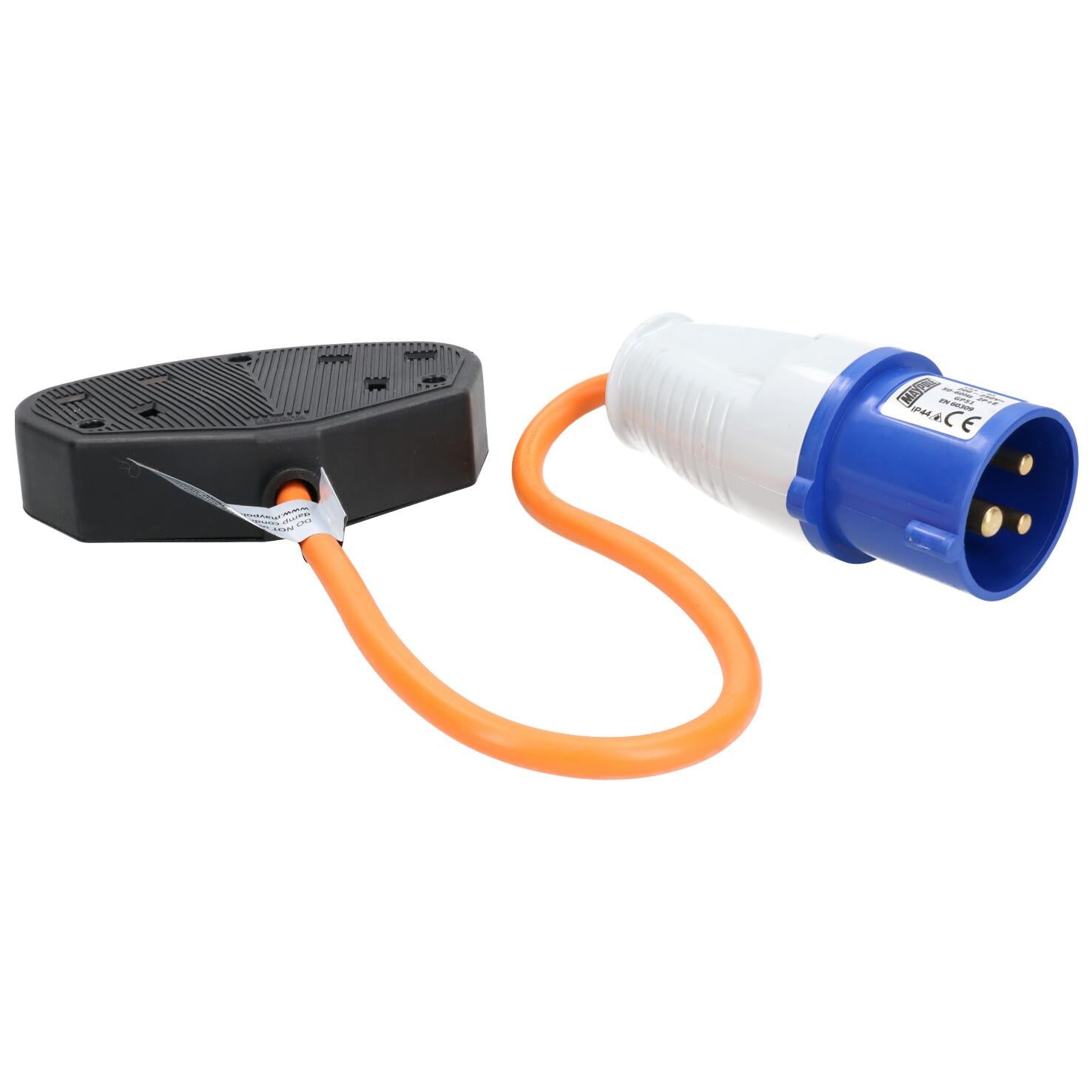 Round UK Mains Twin Adaptor for Caravan Hook Up Generator Boat Shore Power