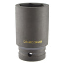 34mm Metric 3/4 Drive Double Deep Impact Socket 6 Sided Single Hex Thick Walled