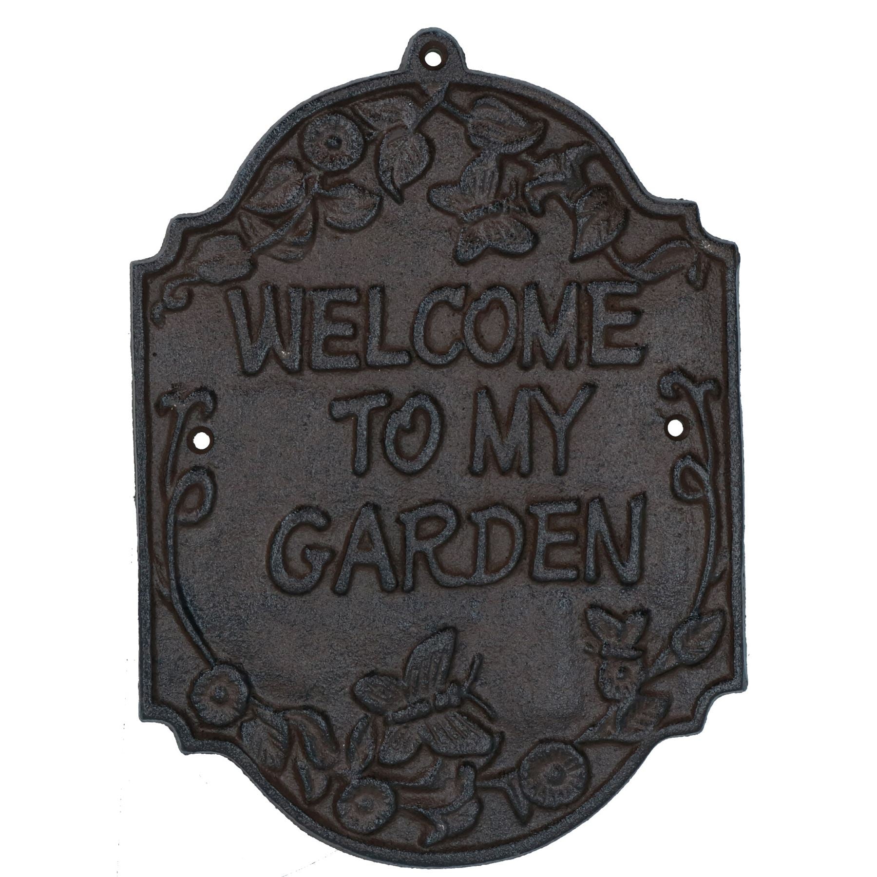 Welcome To My Garden Cast Iron Sign Plaque Door Wall House Gate Fence