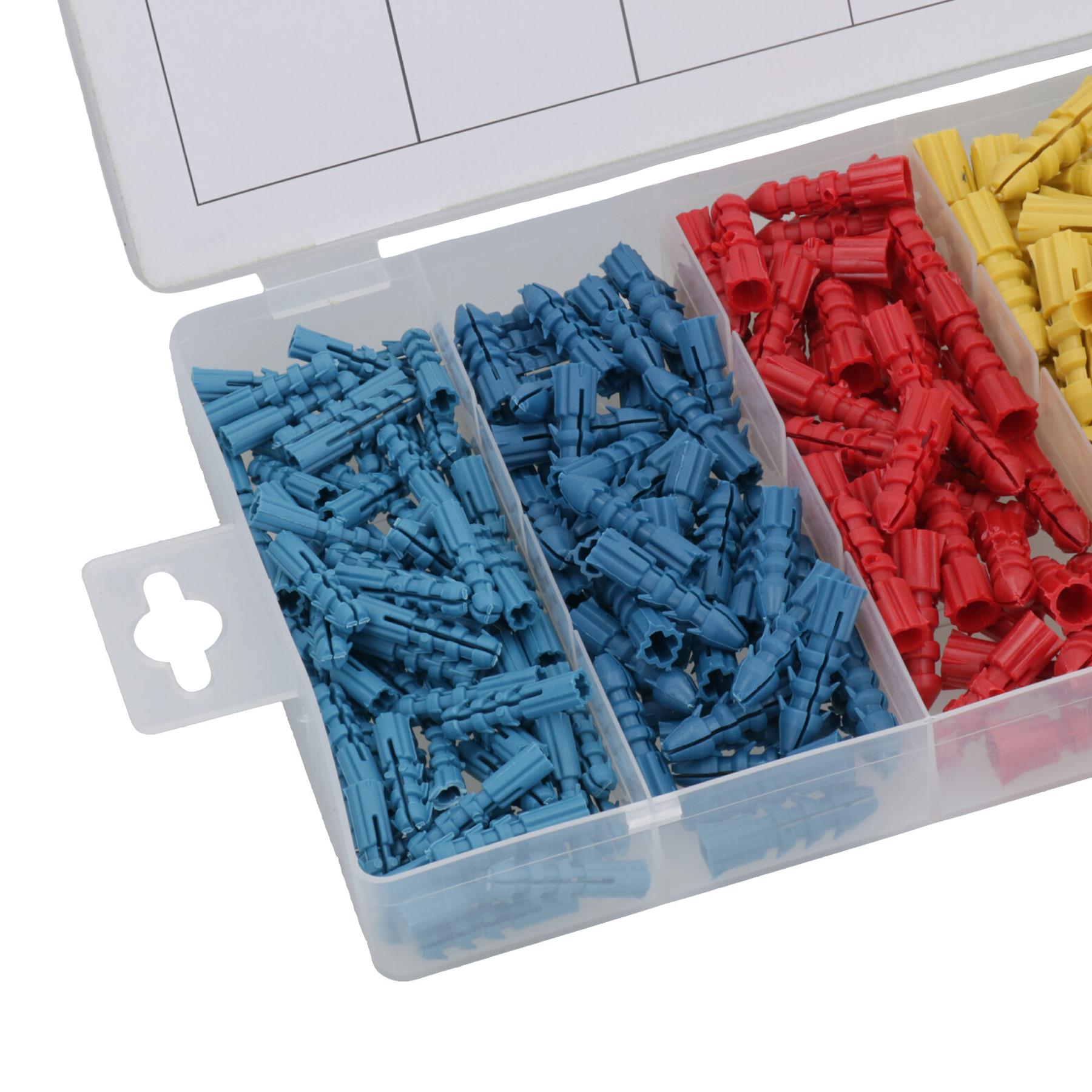 220pc Wallplugs Raw 20-60mm Rawl Plug Wall Coloured In Case Poly Anchor