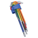 9pc Extra-Long Star Torx Tamper Torx keys Multicoloured with Holder T10 – T50