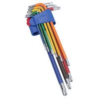 9pc Extra-Long Star Torx Tamper Torx keys Multicoloured with Holder T10 – T50