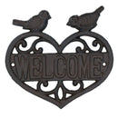 Welcome Birds Cast Iron Sign Plaque Door Wall House Gate Fence Post Rustic