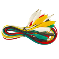 50cm Coloured Test Leads With 25mm Crocodile Alligator Clips 10 leads 5 colours