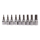 9pc 3/8"Dr Star Torx Bit Sockets Socket on Rail T10 - T55 Shallow Male