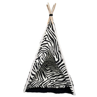 Zebra Print Cat Kitten Small Animals Play Tent Tepee Foldable House Cushion Mat