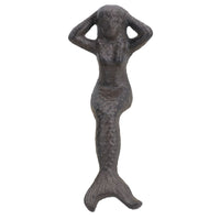 Small Mermaid Cast Iron Statue Figure Ornament Garden Water Pond Shelf Sitting