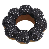 Pet Dog Vinyl Black Donut Food Dog Toy Play Toy With Squeak 4x4x14cm