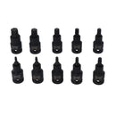 10pc 1/2" Drive Torx Star Impact Impacted Shallow Short Male Sockets T20 – T70