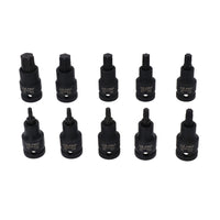 10pc 1/2" Drive Torx Star Impact Impacted Shallow Short Male Sockets T20 – T70