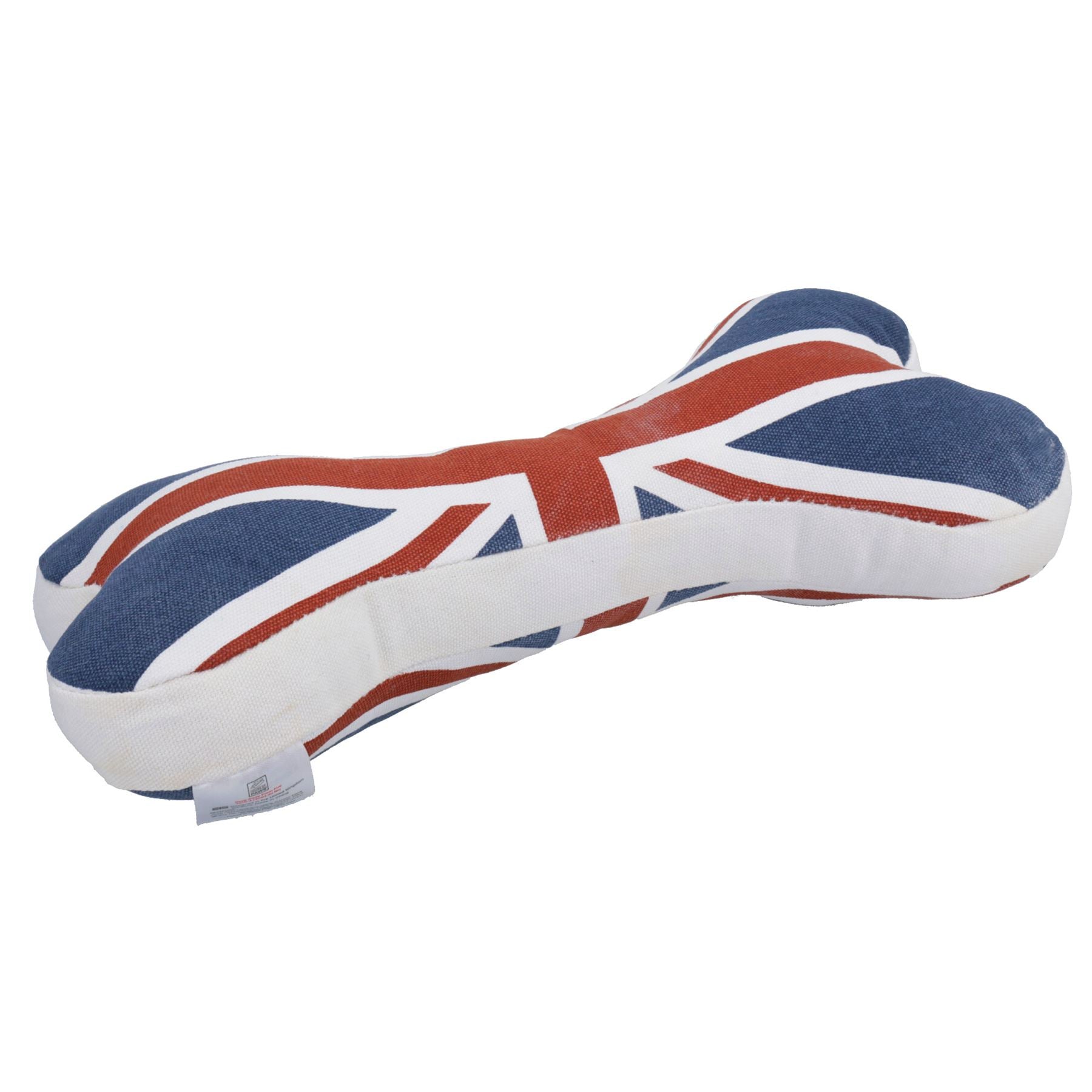 Large Sylish Union Jack Bone Canvas Dog Puppy Toy With Squeak Gift -(30cm L)