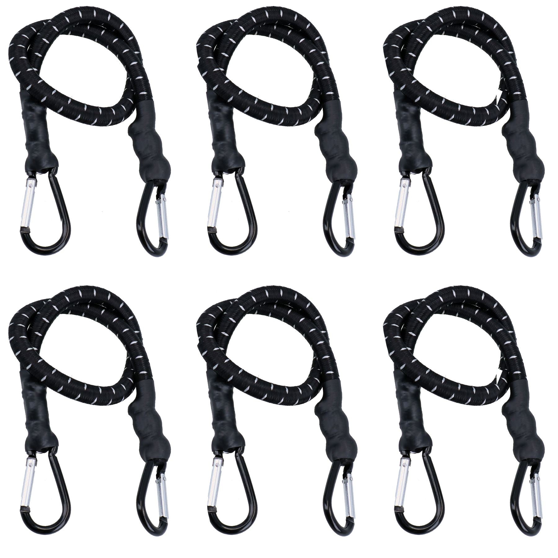 24” Bungee Strap with Metal Carabiners Hook Tie Down Fastener Holder