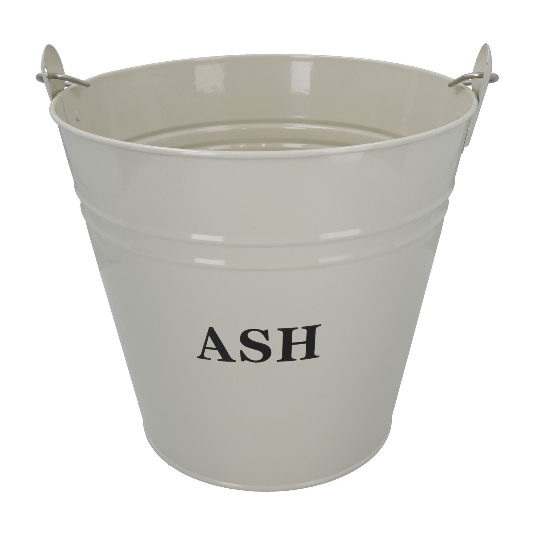 Coal Bucket & Lid Cream Metal Ash Tidy Bin Coal Carrier Fire Log Burner Kindling