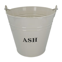 Coal Bucket & Lid Cream Metal Ash Tidy Bin Coal Carrier Fire Log Burner Kindling