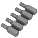 5 Pack M5 - M13 Male 30mm Ribe Bits With 10mm Hex End S2 Steel