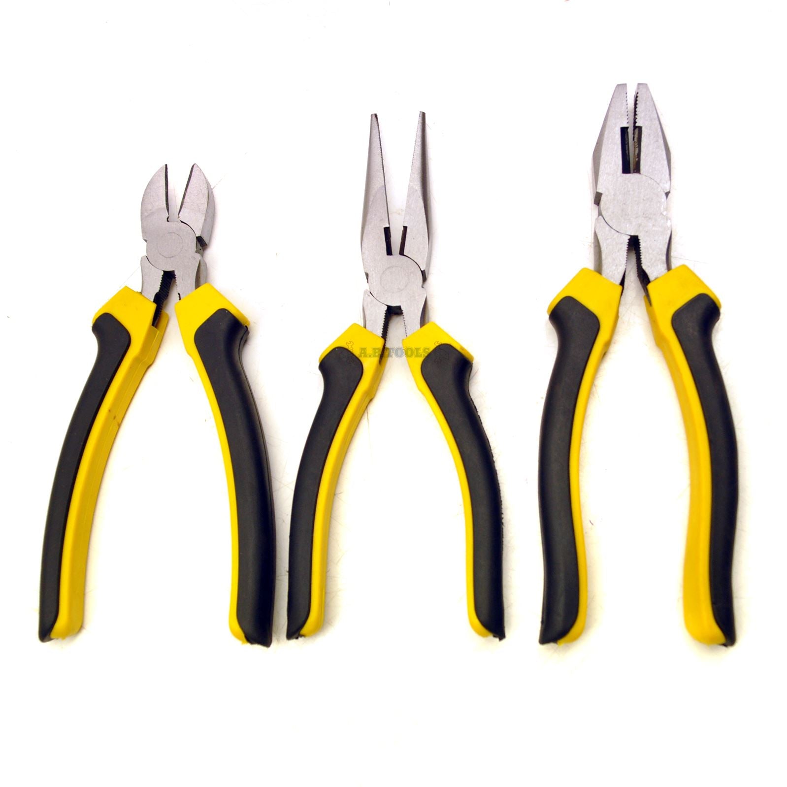 3pc Cushion Grip Plier Set ( Combination / Long Nose / Cutter Snips ) TE540