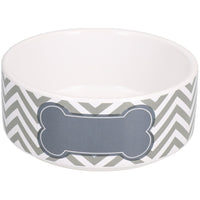 Small Chevron Grey Puppy Small Dog Feeding Food Water Bowl 13cm/400ml