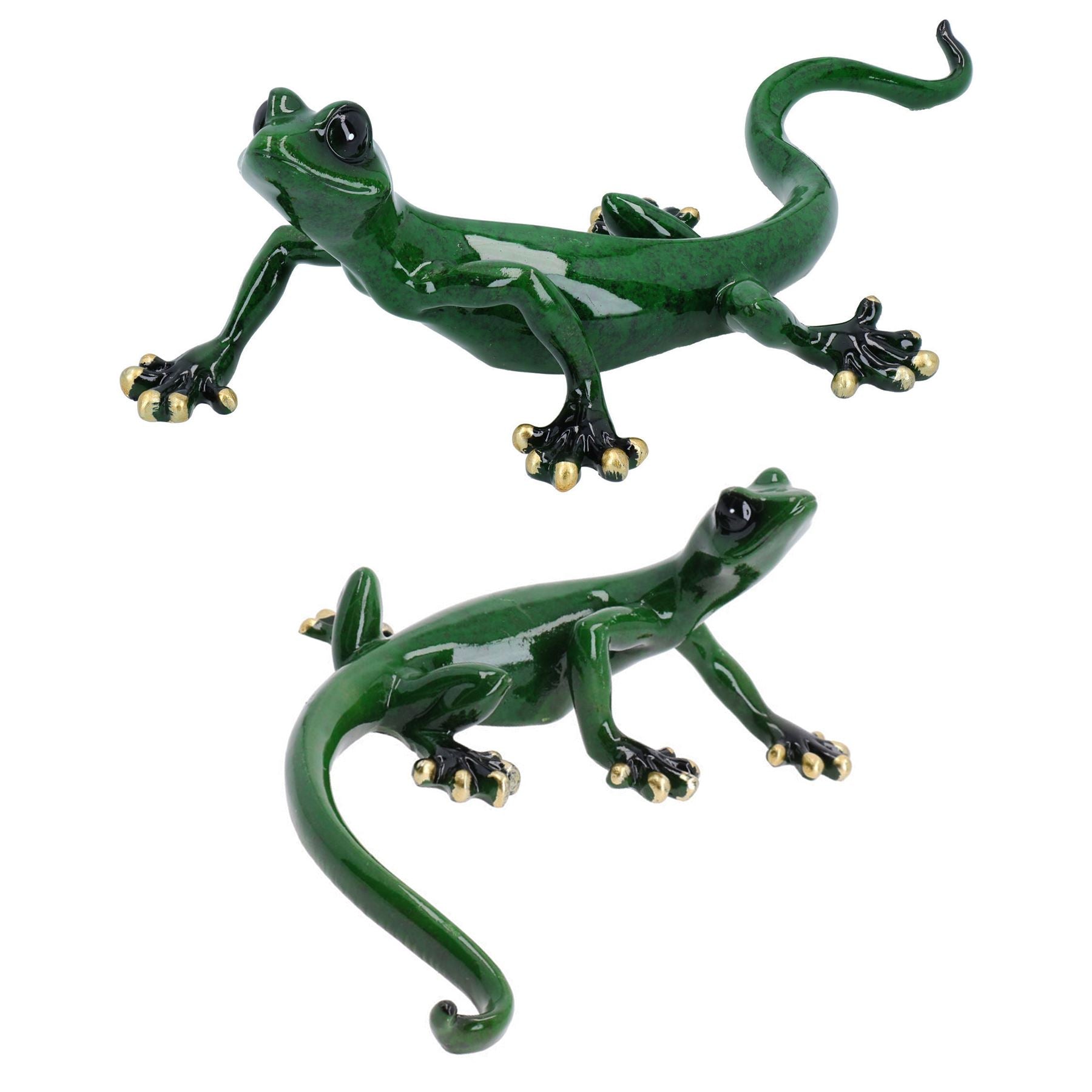 Green Gecko Lizard Resin Wall Shed Sculpture Statue Ornament House Full Set