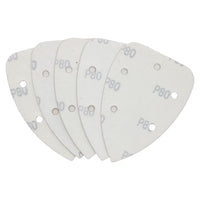 Hook And Loop Detail Sanding Pads Discs 140mm Triangular 80 Grit Medium 5pc