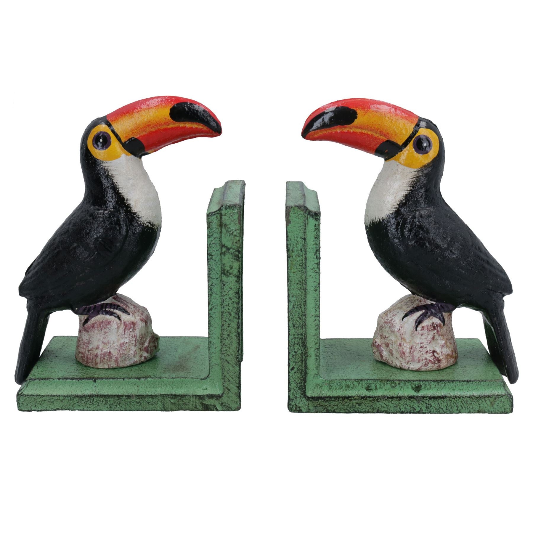 Toucan Bookends Ornament Figurine Cast Iron Stand Holder Bird Animal Guinness