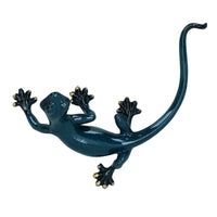 Blue Gecko Lizard Resin Wall Shed Sculpture Decor Statue Small House Ornament