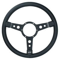 14" Traditional Classic Car Steering Wheel Black Vinyl 3 Spoke Centre 6 Hole