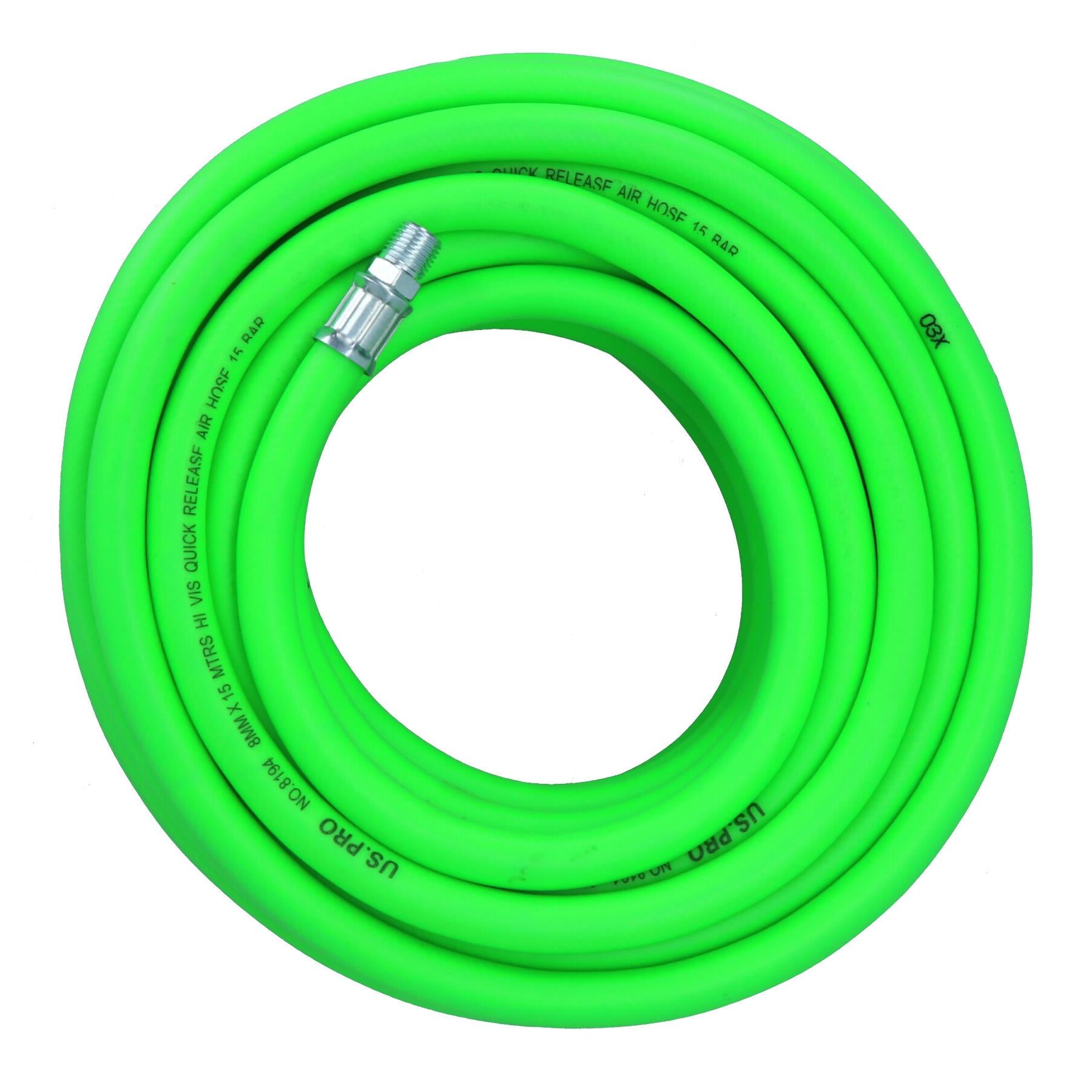 15 Metres Soft Rubber Hi-Vis Air Compressor Hose Airline 1/4 BSP Male Thread