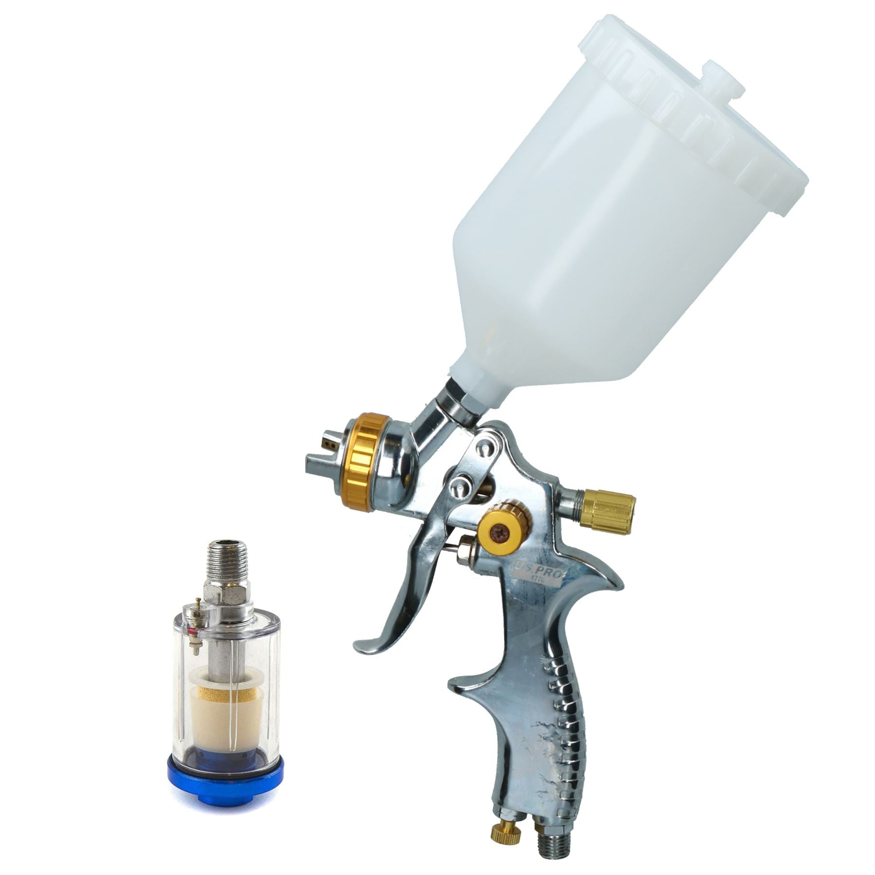 LVLP Gravity Feed Spray Gun 1.4mm Nozzle 1/4" BSP In Line Moisture Trap